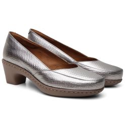 حذاء كعب طبي فضي مريح وأنيق 