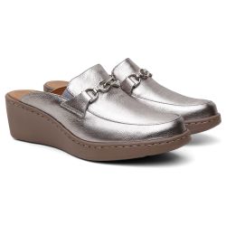 حذاء طبي فضي مرتفع مفتوح من الخلف مريح وخفيف