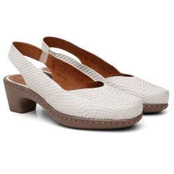 حذاء طبي بيج بنقشة جلد الثعبان