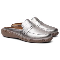 حذاء طبي فضي مفتوح من الخلف مريح وخفيف